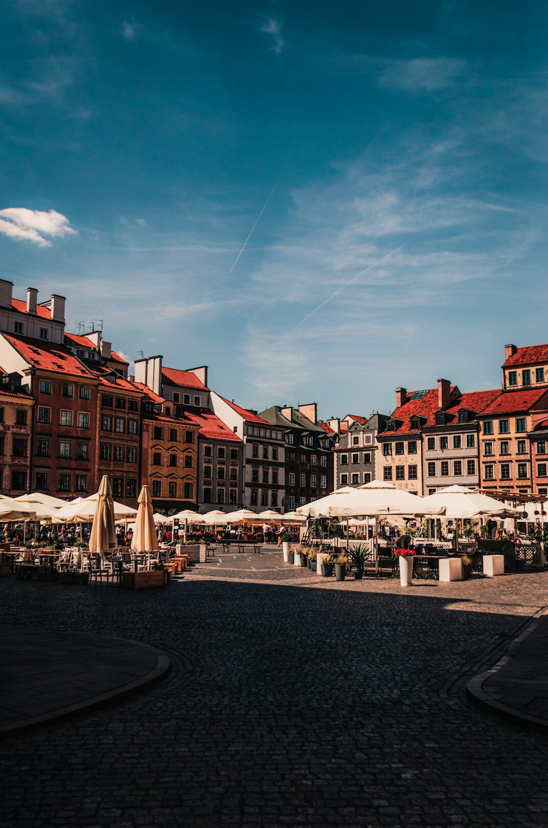 Busy market square in a small Polish town